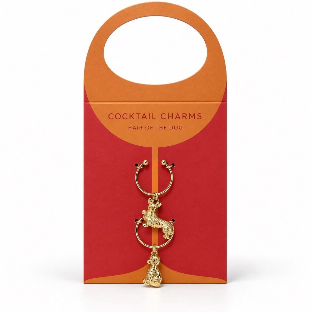 Anthropologie Hair Of The Dog Cocktail Charms Gold Tone Wine Glass Markers NWT